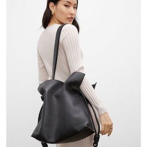 Club Monaco large black leather cinch bag